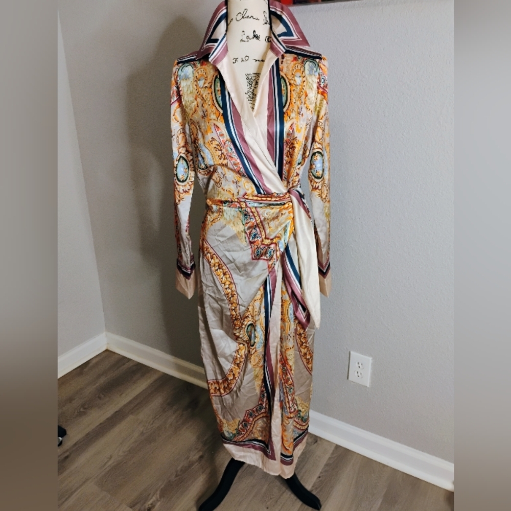 Elegant Multicolor Wrap Dress